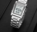 Skmei Men’s Digital Square Watch – Stainless Steel Chain, Quartz Movement, Without box