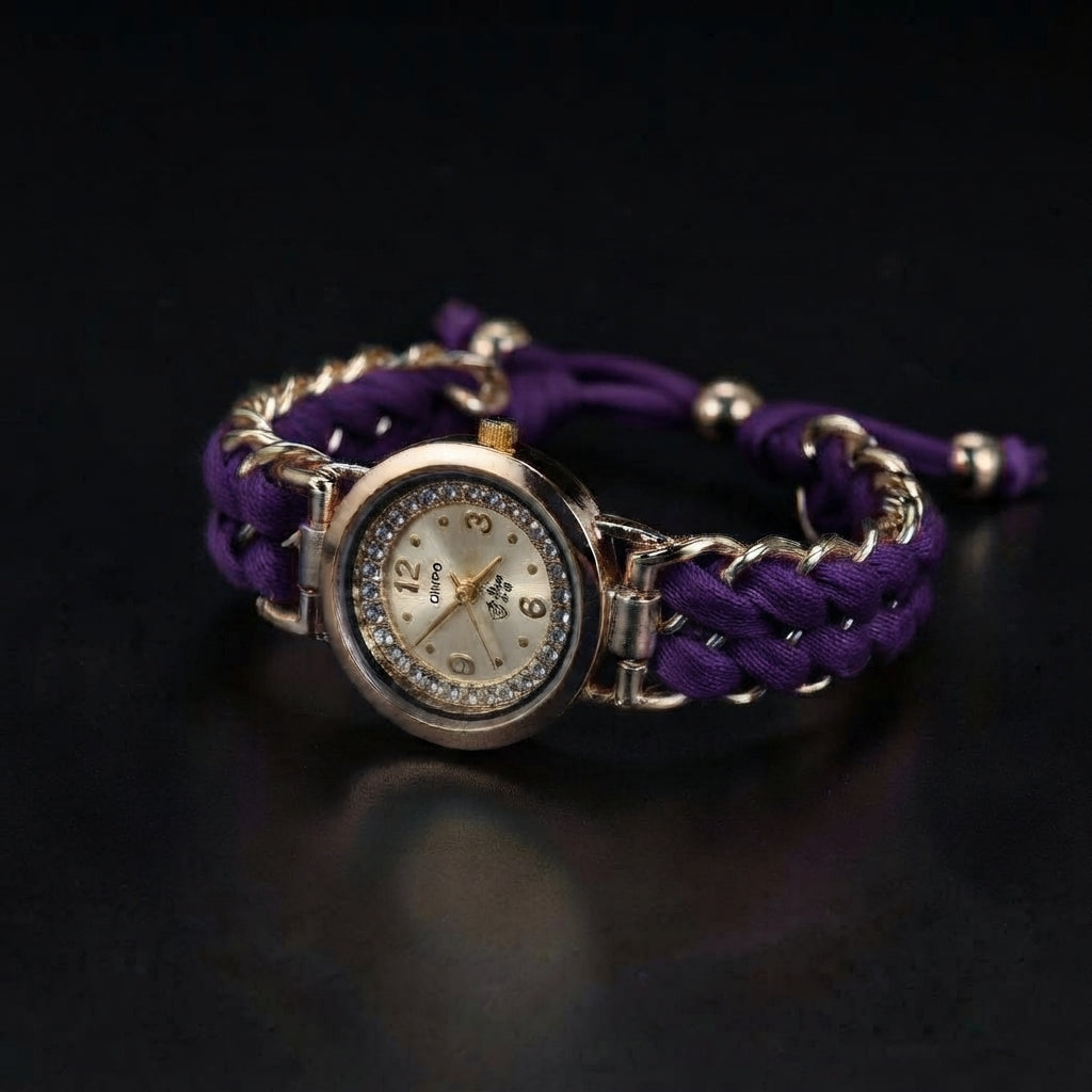 Girls Luxury Stylish Girls Analog Handmade Bracelet Rope Watch - Elegant Timepiece Featuring A Unique Woven Design