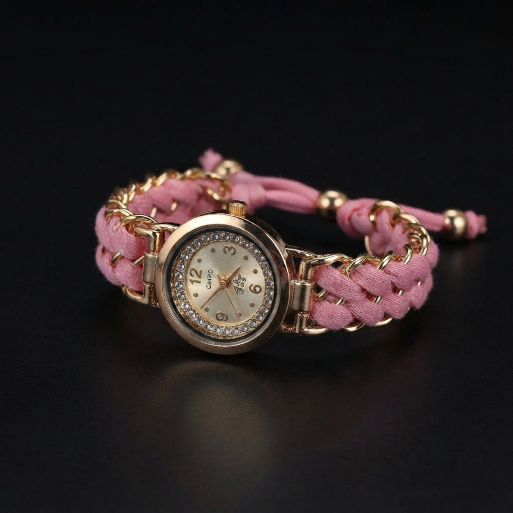 Girls Luxury Stylish Girls Analog Handmade Bracelet Rope Watch - Elegant Timepiece Featuring A Unique Woven Design