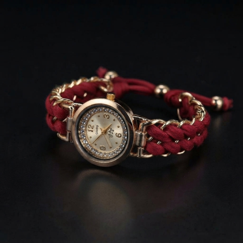 Girls Luxury Stylish Girls Analog Handmade Bracelet Rope Watch - Elegant Timepiece Featuring A Unique Woven Design